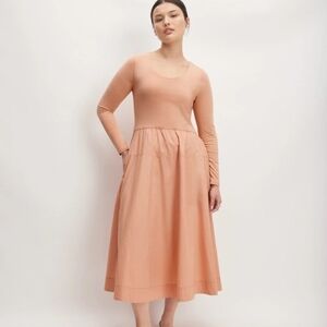 Everlane The Long-Sleeve Riviera Dress | Blush Pink Midi | Women’s Size S